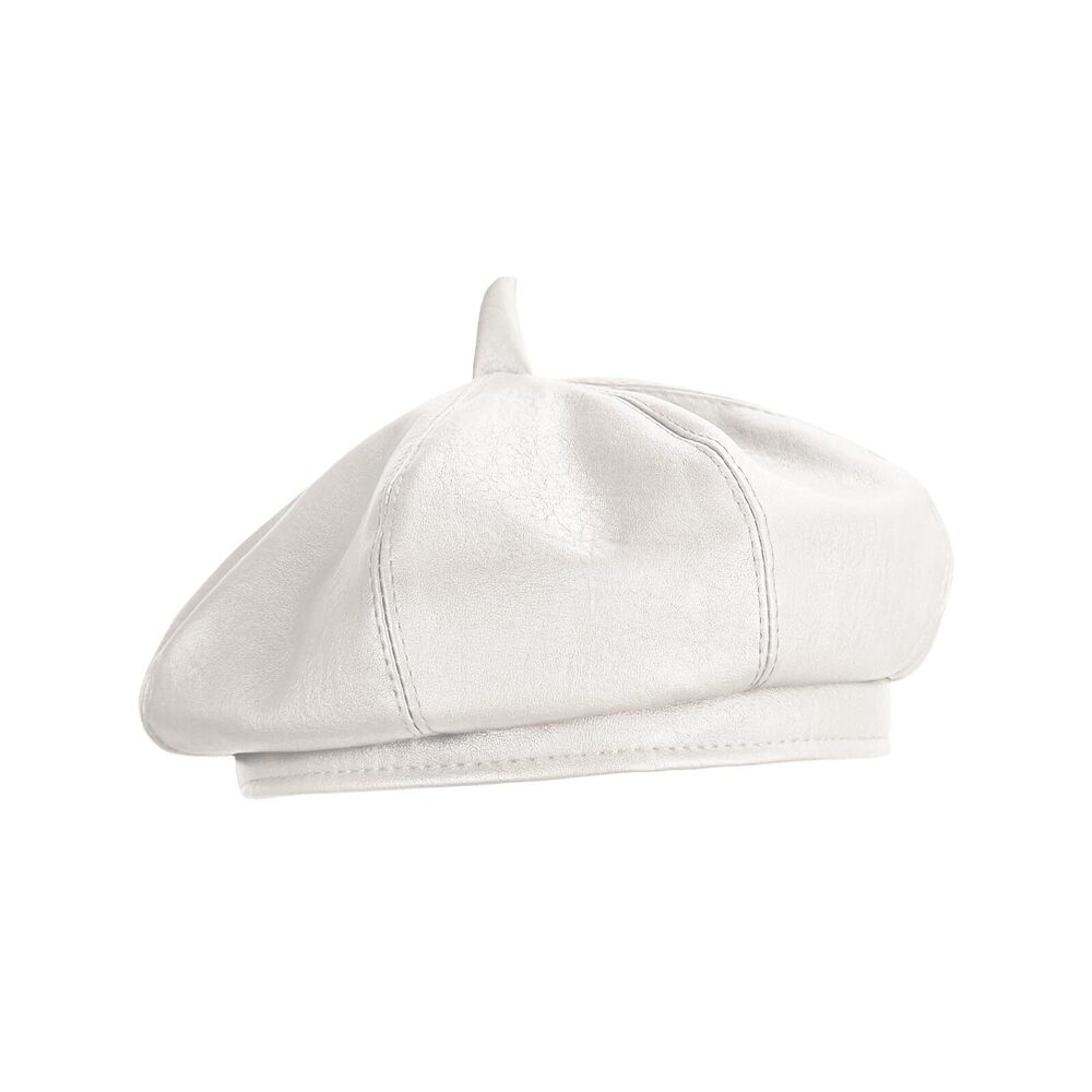 7537 Pu Leather Artist Beret Hat For Women Inner Sweatband With Size